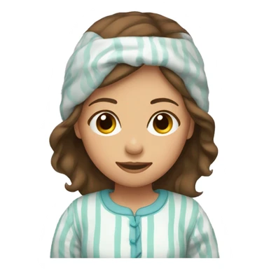 Girl with brown hair with pajamas on sticker