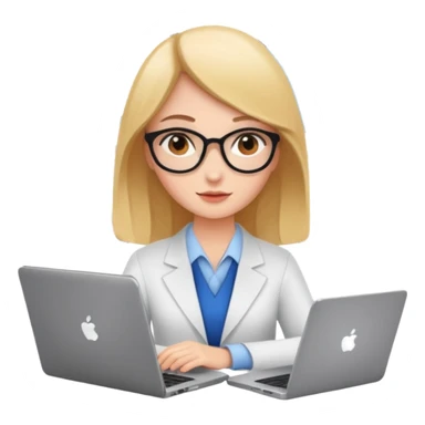 girl analyst with a laptop and charts sticker