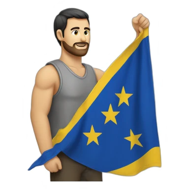 men reasing bosnian flag sticker