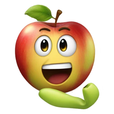 emoji face looking excited holding an apple sticker