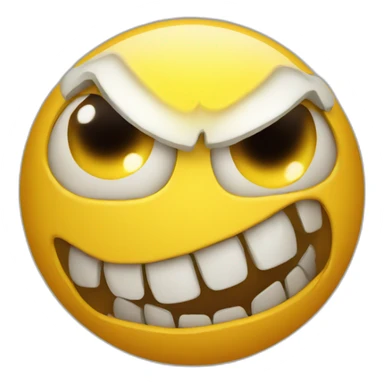 Angry yellow ball emoji showing teeth  sticker