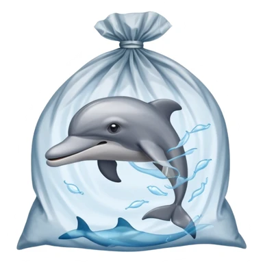 dolphin stuck in plastic waste bag sticker