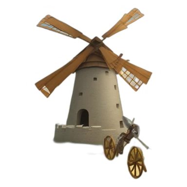 don quixote crashing into a windmill sticker