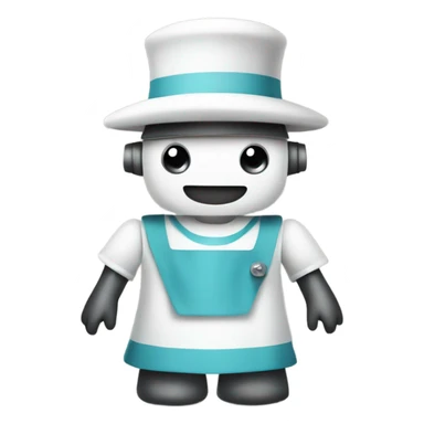 Robot wearing a maid apron and hat sticker