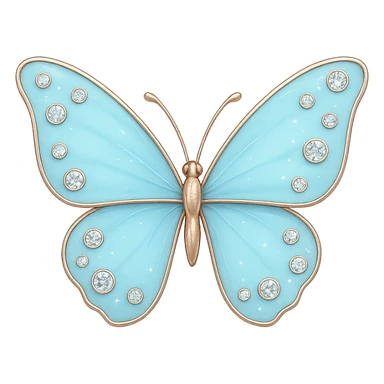 single sky blue butterfly, pastel blue enamel, sparkling gems sticker