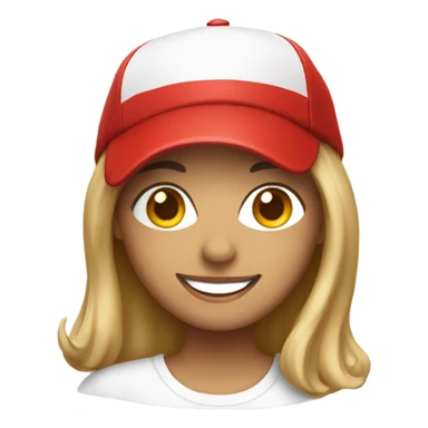 smiling girl with a MAGA hat sticker