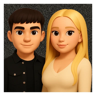 Slightly increase the volume of the upper body of the girl, slightly turn her to face forward, and make the skin color uniform. Maintain the cartoonish 3D style as in the reference image. sticker