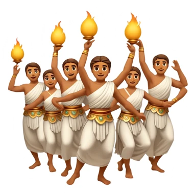 Cinematic Realistic Sirtaki Dance Emoji, depicted as a vibrant traditional Greek dance scene with flowing movements and expressive costumes, rendered with dynamic textures and warm festive lighting that captures its cultural exuberance. sticker