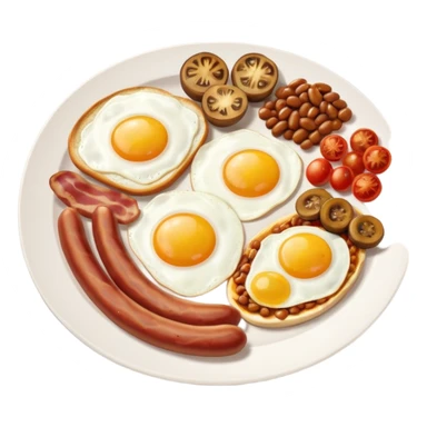 English Breakfast: Plate with eggs and bacon













 sticker