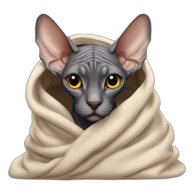 Dark Sphynx in blanket sticker