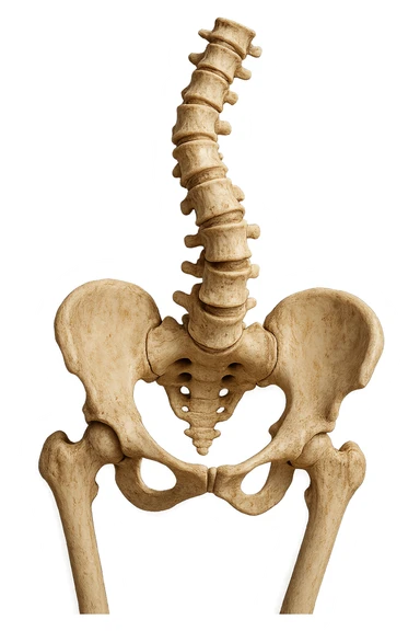 OSSA DI UN BACINO UMANO STORTO CON SPINA DORSALE STORTA, IPERREALISTICO 4K sticker