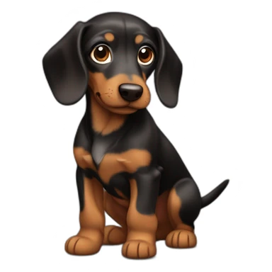 puppy teckel with long brown and black hair sticker