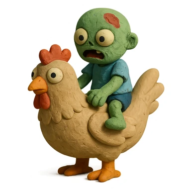 baby zombie riding a chicken sticker