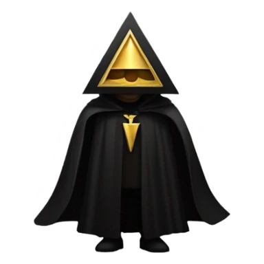illuminati shadow figure standing in black cloak with gold pyramid on chest sticker