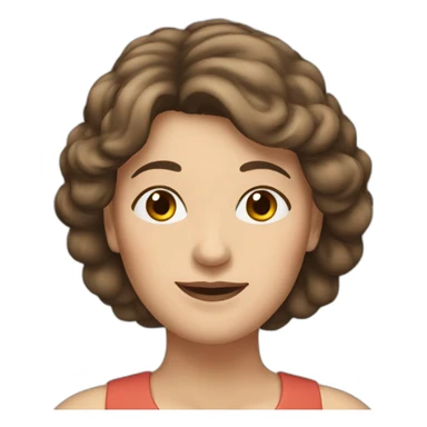 woman in her fifties with brown hair reaching to the shoulder sticker