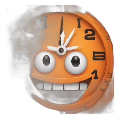 clock of the color orange with eyes and mouth smiling sticker