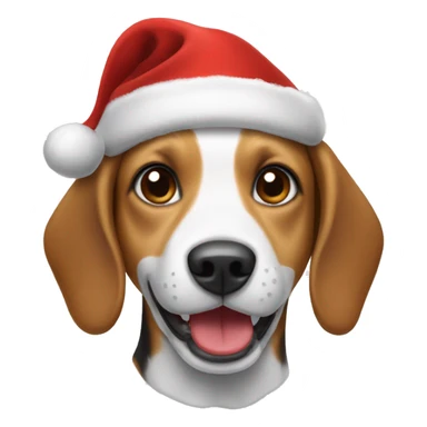 Happy beagle wearing Christmas hat sticker