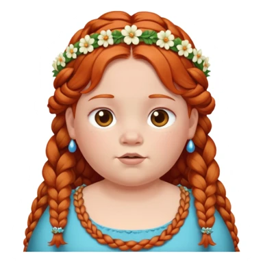 very fat redhead kid with braids and floral tiara sticker