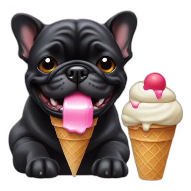 Black French buldog with ice cream sticker