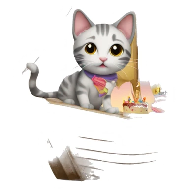 cat having a birthday party on a sailboat sticker