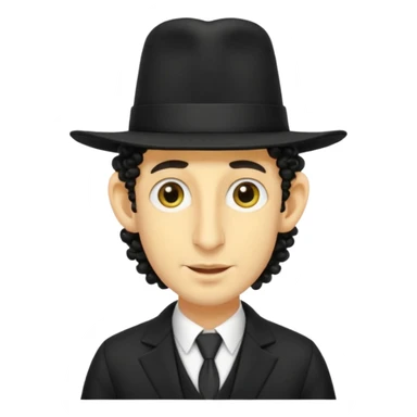 Jewish guy ,yellow skin ,very long nose ,black hat with 2 strands of curly hair coming down each side of the hat sticker
