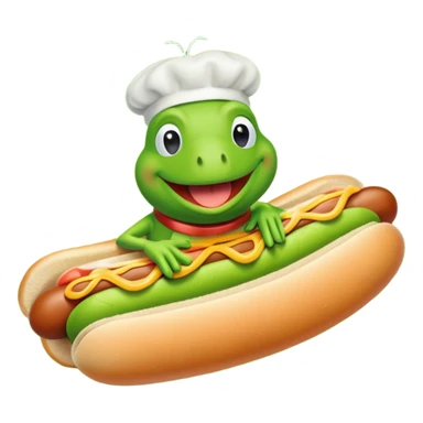 Kermit the frog in a hot dog costume sticker