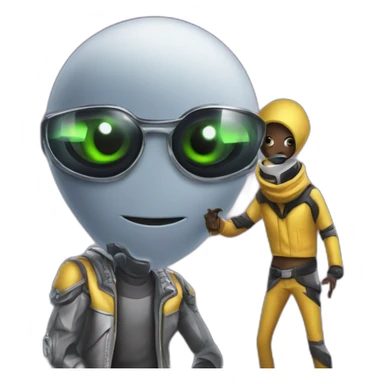 Undercover Aliens as djay and singer in a music group sticker