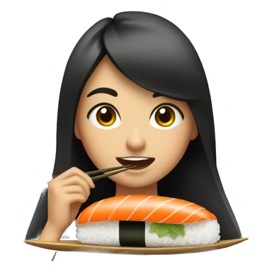 Girl eating sushi sticker