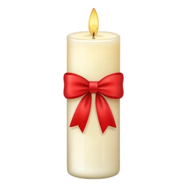 Soft vanilla long glass candle, with little red bow sticker
