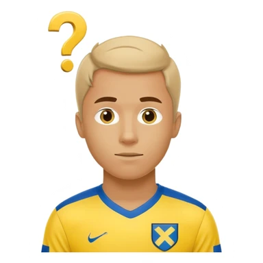 Swedish male soccer player with question mark with yellow and blue clothes sticker
