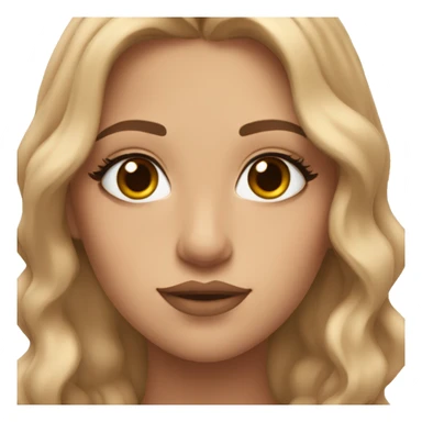 A Greek girl with slightly wavy hair that’s light brown and has on mascara pretty lashes lip liner and pretty makeup on sticker