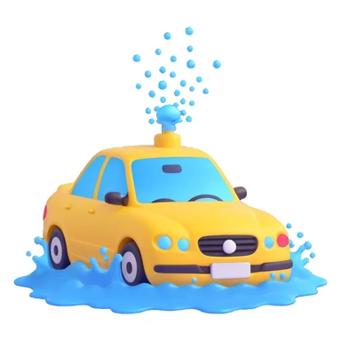 car wash emoji, car under water spray, sparkling clean, vibrant sticker