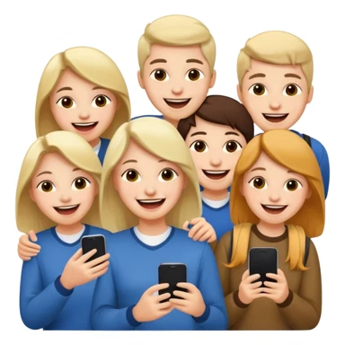 students chating and laughfing without phone sticker