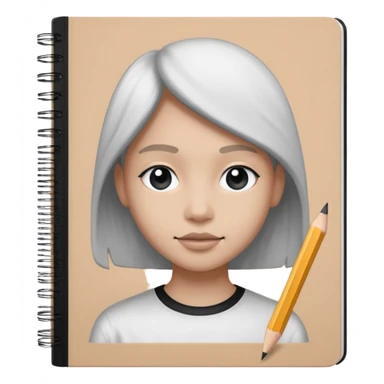 portre skecth on sketch book, with pencil. black and white sticker