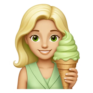 smiling Athena with green pistachio ice cream cone sticker