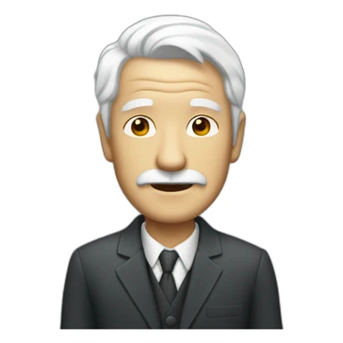 old man with white hair and suit sticker