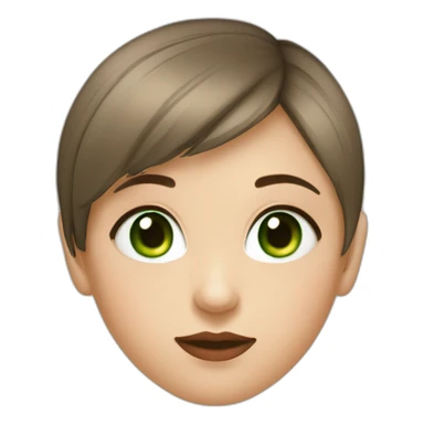 belarussian girl wirh very short brown picksy haircut piercing in nose and green eyes sticker