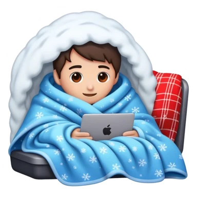 typing with blanket and snowing outside sticker