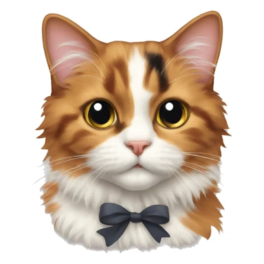 calico cat fluffy with a bow sticker
