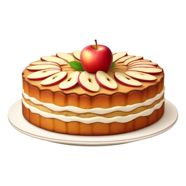 cinematic-realistic-apfelkuchen-dessert-emoji,-depicted-as-a-classic-apple-cake-with-cinnamon-and-thinly sliced apples on the top a few neatly spread out-rendered-with-soft-textures-and-warm,-inviting-lighting. sticker