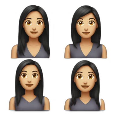 computer woman dark hair, straight and medium length hair sticker