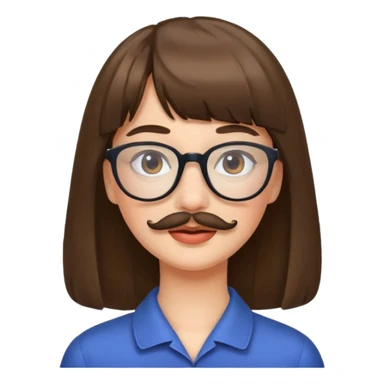 woman with bangs and glasses and beautiful mustache sticker