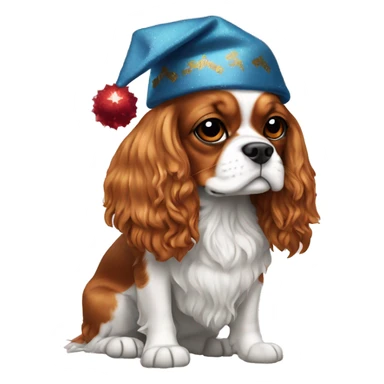 Cavalier King Charles Spaniel dog in a festive cap sticker