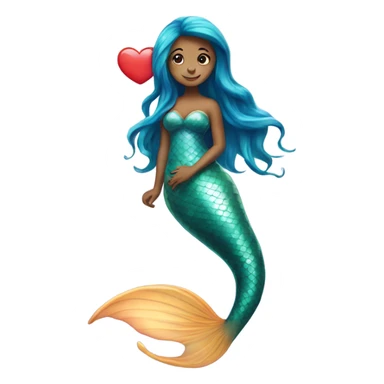 mermaid with a heart shaped fin sticker