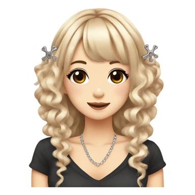 Gyaru girl with cute bone hair clips sticker