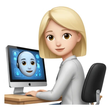 i want an emoje a person had completed his interview which is taken by Artificial interlligence in a computer sticker