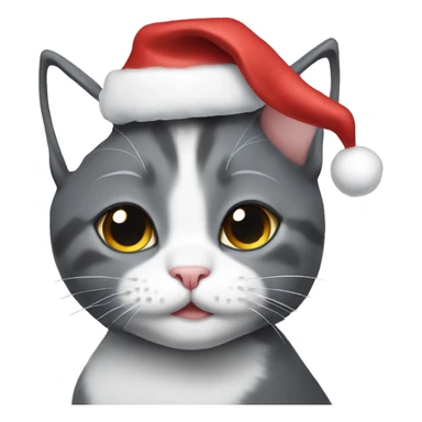 Gray tuxedo cat Christmas  sticker