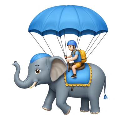 elephant riding blue parachute sticker