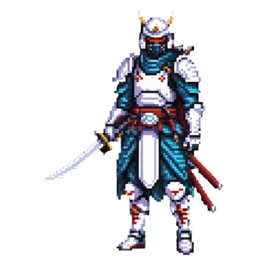 male cyborg samurai nomad with tech equipment sticker