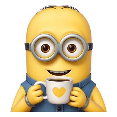 A minion drinking coffee sticker